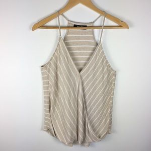 Beige White Striped Top